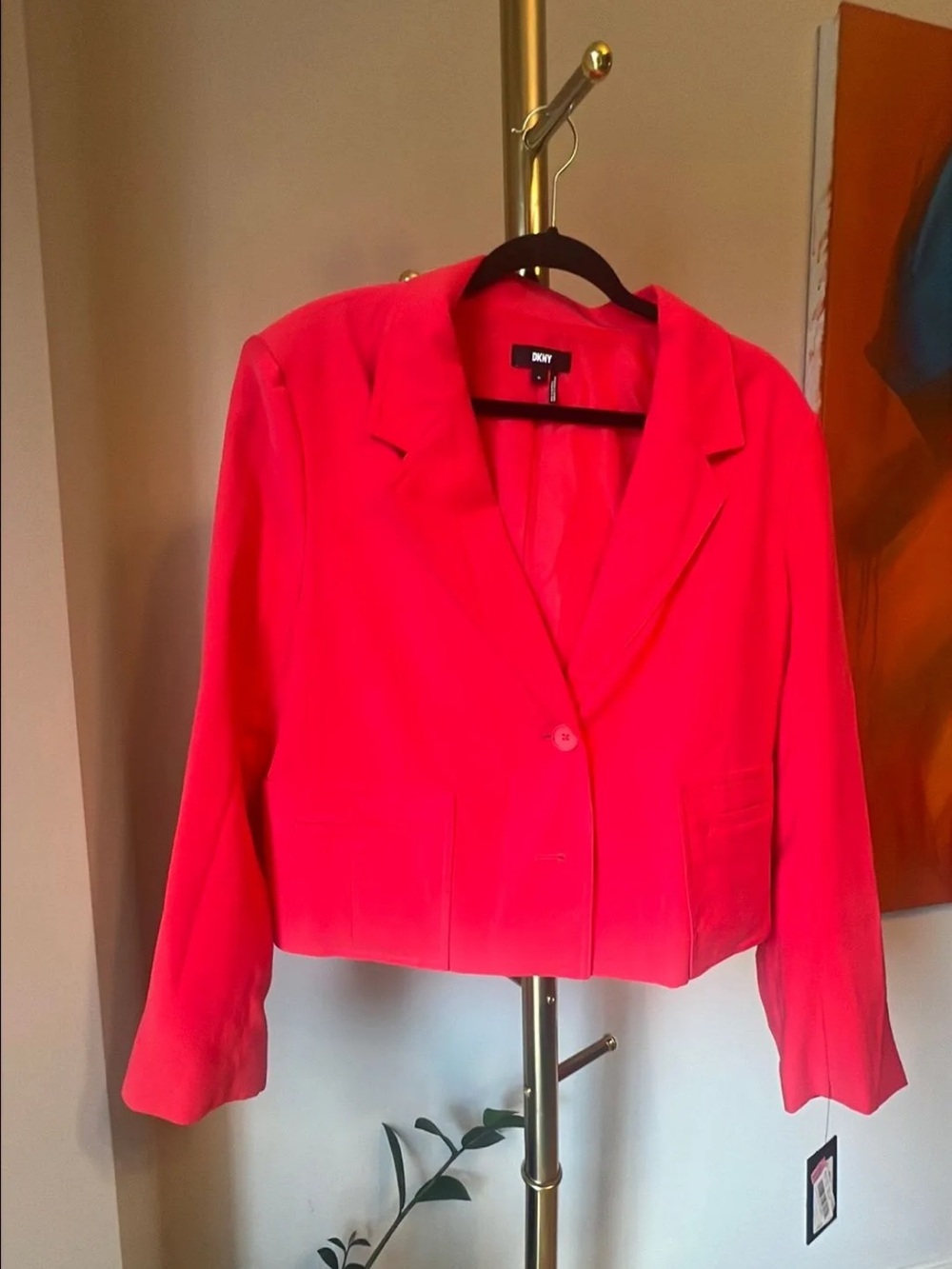 DKNY Vibrant Hot Pink Cropped Blazer
